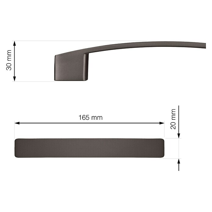 Walteco Meubelgreep Anzio (Gatafstand: 128 mm, Aluminium, Antraciet) | BAUHAUS
