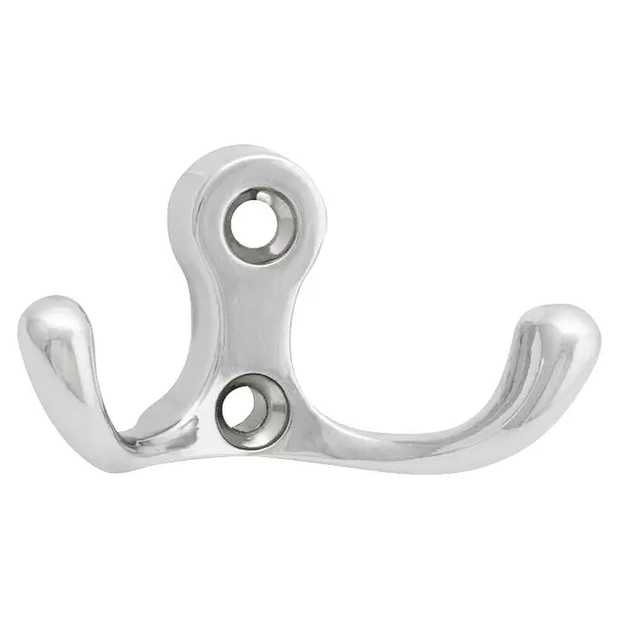 Walteco Garderobenhaken Romero II - L x B x H: 30 x 57 x 28 mm, Anzahl Haken: 2 Stk., Verchromt - Silberfarbener Doppelgarderobenhaken mit zwei Befestigungslöchern.