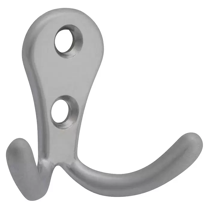 Walteco Garderobenhaken Romero II A - L x B x H: 44 x 54 x 24 mm, Anzahl Haken: 2 Stk., Verchromt matt - Silberfarbener, metallischer Doppelhaken mit zwei Befestigungslöchern zum Aufhängen von Kleidung oder Handtüchern.