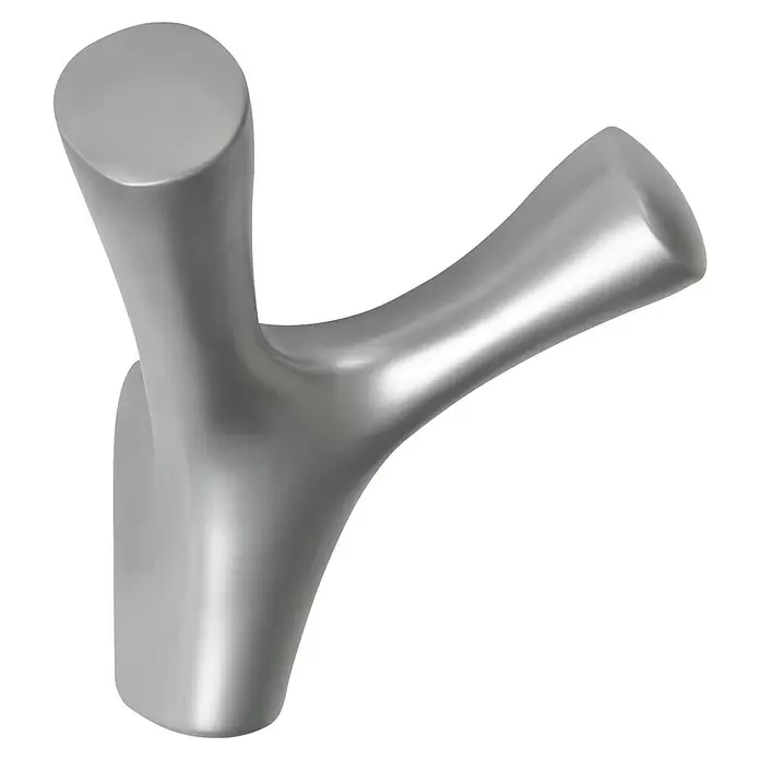 Walteco Garderobenhaken Amioso II - L x B x H: 76 x 48 x 92 mm, Anzahl Haken: 2 Stk., Verchromt matt - Silberner Y-förmiger Garderobenhaken mit glatter, metallischer Oberfläche.