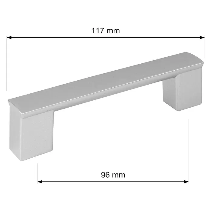 Walteco Möbelgriff Porta - Lochabstand: 96 mm, Kunststoff, Silber - Silberfarbener Möbelgriff mit 117 mm Gesamtlänge und 96 mm Lochabstand.