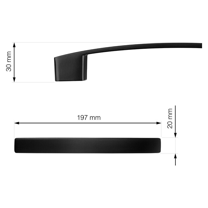 Walteco Meubelgreep Anzio (Gatafstand: 160 mm, Aluminium, Mat zwart) | BAUHAUS