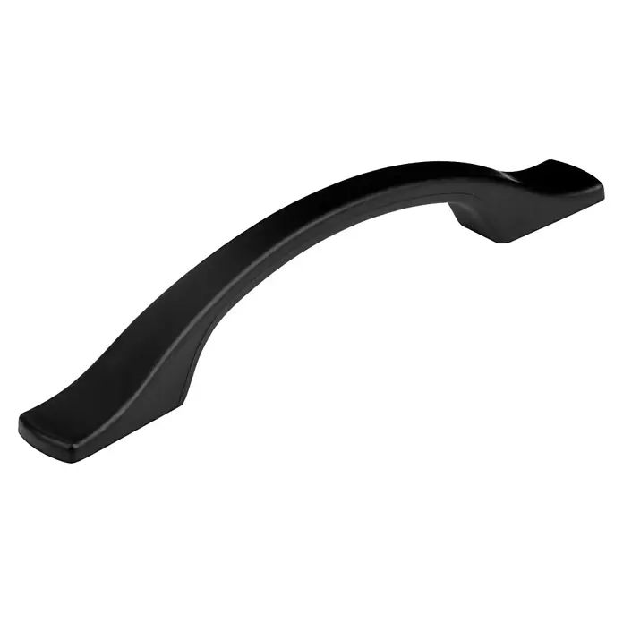 Walteco Möbelgriff Posta - Lochabstand: 96 mm, Kunststoff, Schwarz matt - Schwarzer, gebogener Möbelgriff.