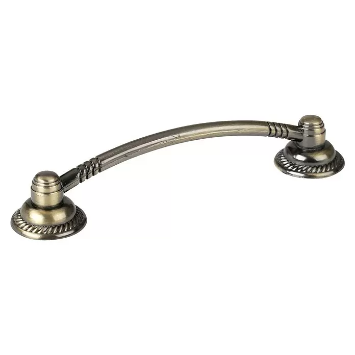 Walteco Möbelgriff Sapri - Lochabstand: 96 mm, Sonstige, Bronze - Geschwungener Schubladengriff aus antikem Messing mit dekorativen Riffel- und Geflechtdetails.