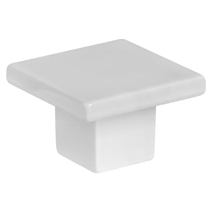 Walteco Möbelknopf Arca - L x B x H: 30 x 30 x 20 mm, Kunststoff, Weiß - Weißer quadratischer Möbelknauf mit flacher Oberseite.