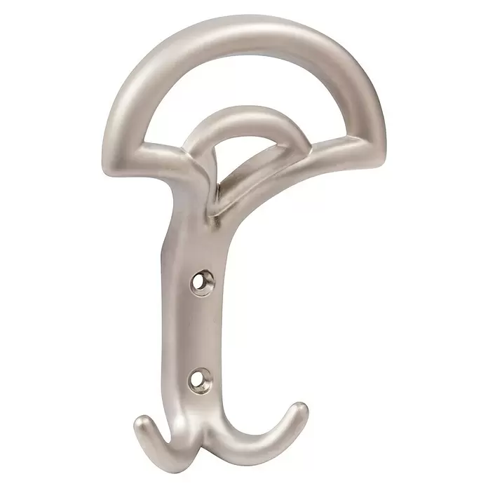 Walteco Garderobenhaken Bolero - L x B x H: 145 x 97 x 52 mm, Anzahl Haken: 2 Stk., Vernickelt matt - Doppelter Wandhaken aus Satin-Nickel mit zwei Haken und Befestigungslöchern.