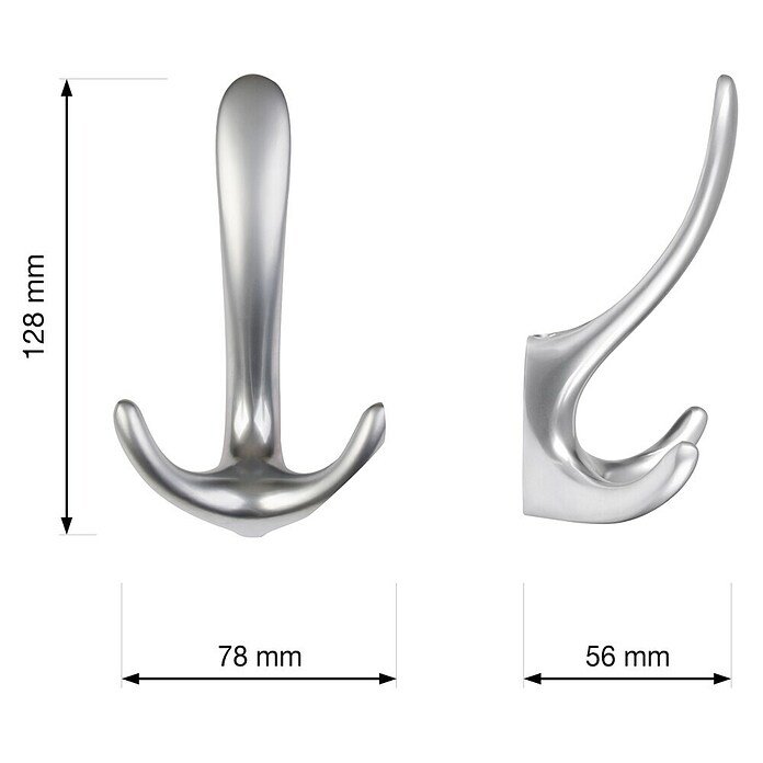 Walteco Jashaak Trillo (l x b x h: 128 x 78 x 56 mm, Aantal haken: 3 st., Mat verchroomd) | BAUHAUS