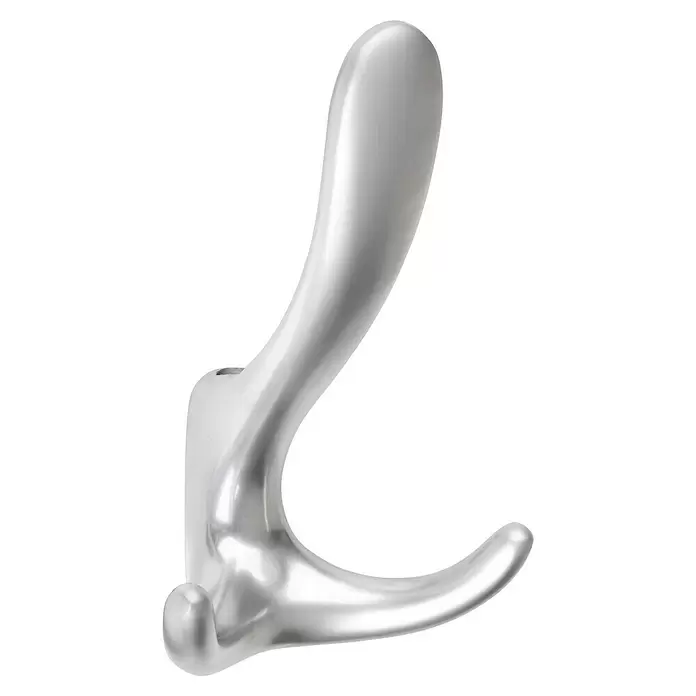Walteco Garderobenhaken Trillo - L x B x H: 128 x 78 x 56 mm, Anzahl Haken: 3 Stk., Verchromt matt - Silberfarbener Metall-Doppelhaken mit schlankem, gebogenem Design.
