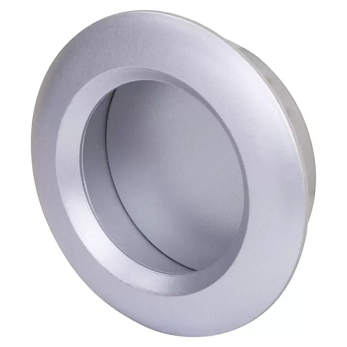 Walteco Möbelgriff - Durchmesser: 51 mm, Kunststoff, Silber - Silberner, runder, eingelassener Griff mit matter Oberfläche.
