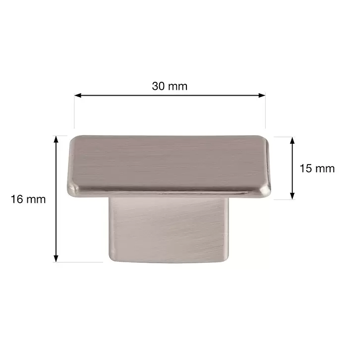 Walteco Möbelknopf Wollis - L x B x H: 30 x 15 x 16 mm, Sonstige, Edelstahl-Optik - Gebürsteter silberner rechteckiger Möbelgriff, 30mm lang, 16mm hoch, 15mm tief.