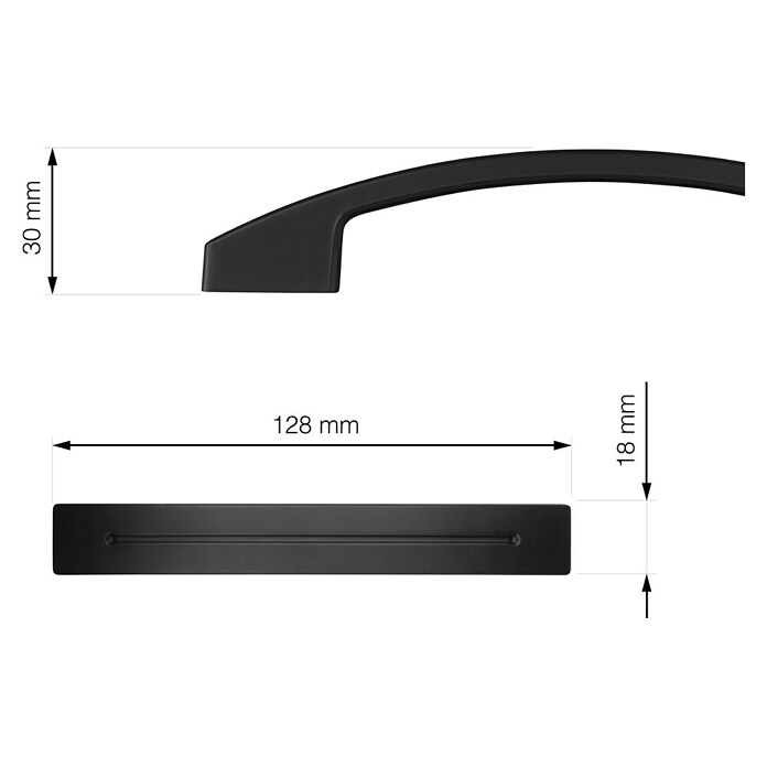 Walteco Meubelgreep Laxa (Gatafstand: 96 mm, Kunststof, Mat zwart) | BAUHAUS