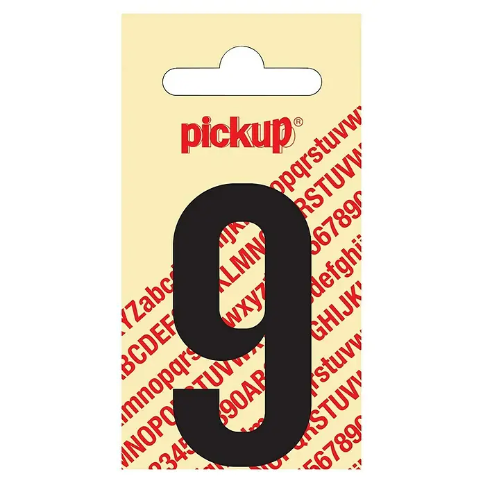 Pickup Aufkleber - Motiv: 9, Schwarz, Höhe: 60 mm - Eine Nahaufnahme eines Aufklebers mit der Zahl 9 von Pickup, ideal für Beschriftungen.