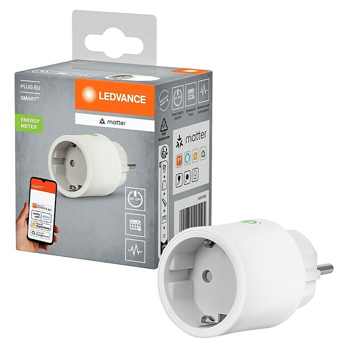 Ledvance Smart+ Smart-Steckdose matter (Innen, IP20, Weiß, 10 A, 1 Stk.) | BAUHAUS