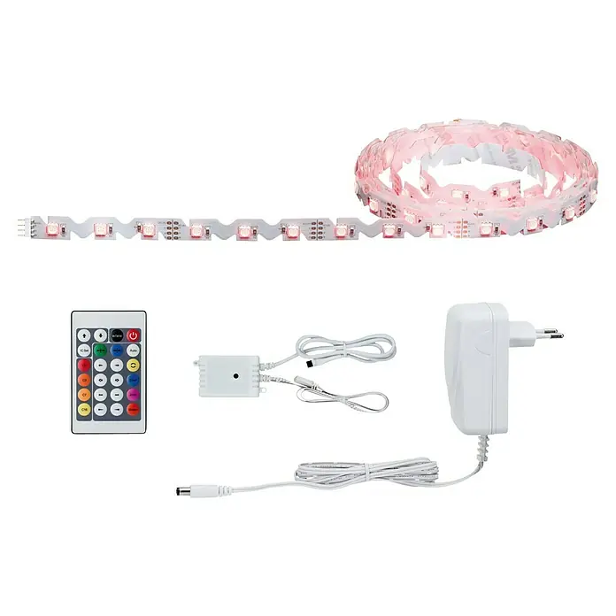 Paulmann LED-Band FlexLED 3D Basisset RGB - Länge: 3 m, Lichtfarbe: RGB, 19 W - LED-Streifen-Set mit Fernbedienung, Netzteil und Controller. Ideal für stimmungsvolle Beleuchtung im ganzen Haus.