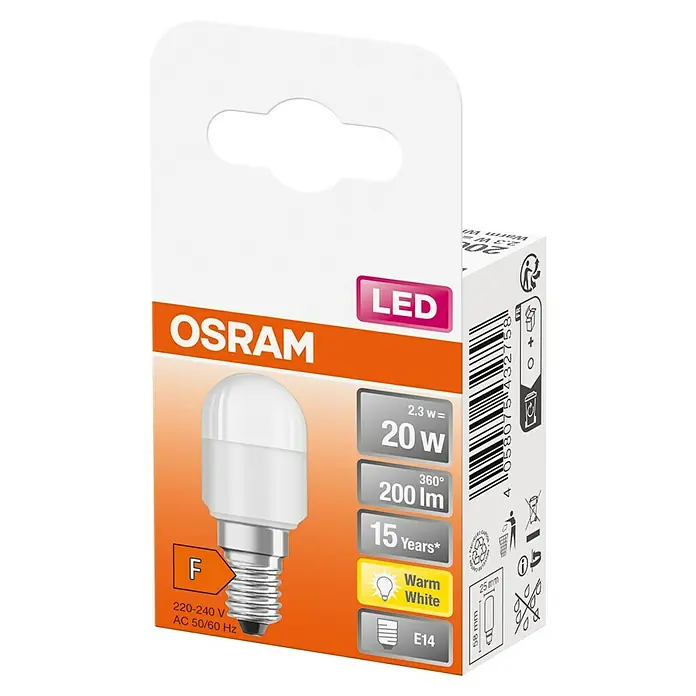 Ledvance LED-Lampe Special T - E14, 2,3 W, 200 lm - Aufnahme einer OSRAM LED-Lampe. Die Lampe ist warmweiß und hat eine Lebensdauer von 15 Jahren bei geringem Stromverbrauch.