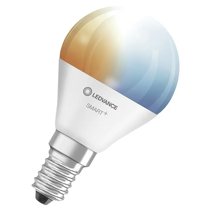 Ledvance Smart+ WiFi Smart-LED-Lampe P40 - E14, Dimmbar, Mehrfarbig, 470 lm, 4,9 W - LEDVANCE SMART+ LED Lampe im Fokus. Die smarte Lampe ist mit verschiedenen Farben ausgestattet und ermöglicht eine individuelle Beleuchtung.