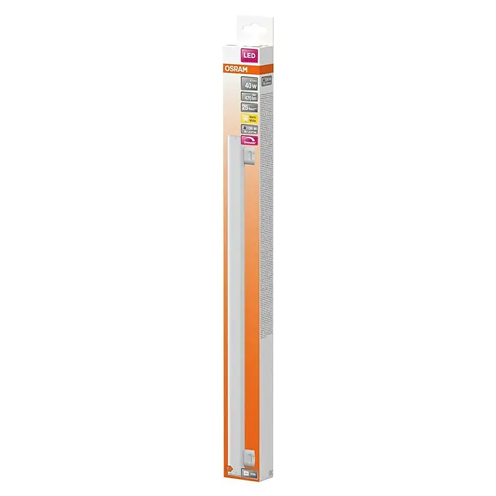 Ledvance LED-Röhre Ledinestra S14S - Länge: 50 cm, Warmweiß, 4,7 W, 470 lm, S14s - Nahaufnahme einer Osram LED-Röhre in einer Verpackung, die Energieeffizienz und Helligkeit hervorhebt. Ideal für energiesparende Beleuchtung.