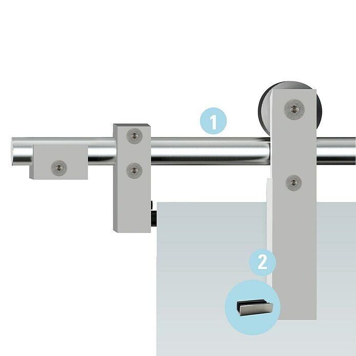 Diamond Doors Glasschiebetür-Beschlag Tender Pure (Edelstahloptik, Art Beschlag: Offen, 200 cm)