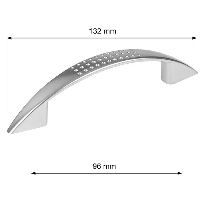 Walteco Möbelgriff Jamo - Lochabstand: 96 mm, Sonstige, Verchromt matt - Silberfarbener Möbelgriff mit perforiertem Muster, 96 mm Lochabstand.