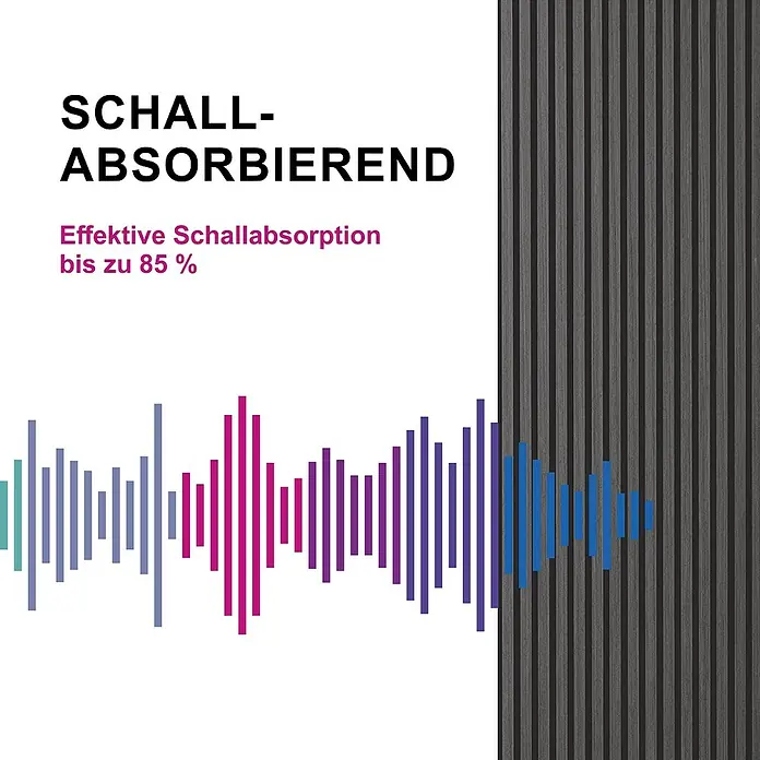 Sonido Akustikpaneel Elements - Black Oak, L x B x S: 1.200 x 560 x 18 mm - Schallabsorbierende Wandpaneele mit bis zu 85 % effektiver Schallabsorption für eine angenehme Akustik im Raum.