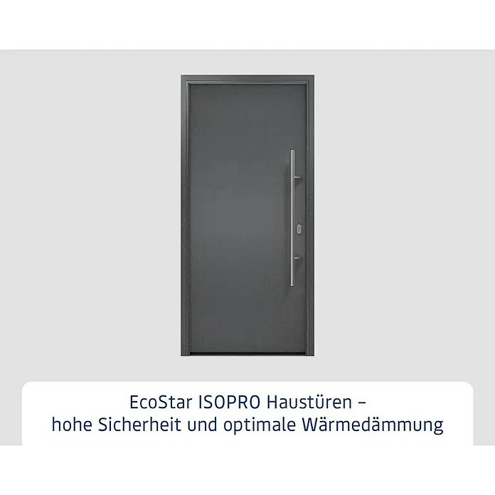 Hörmann EcoStar Haustür ISOPRO IP 010 - 110 x 210 cm, DIN Anschlag: Rechts, CH 703 Anthrazit Metallic - EcoStar ISOPRO Haustür: Sicherheit und optimale Wärmedämmung durch die hochwertige, moderne Eingangstür in Anthrazit.