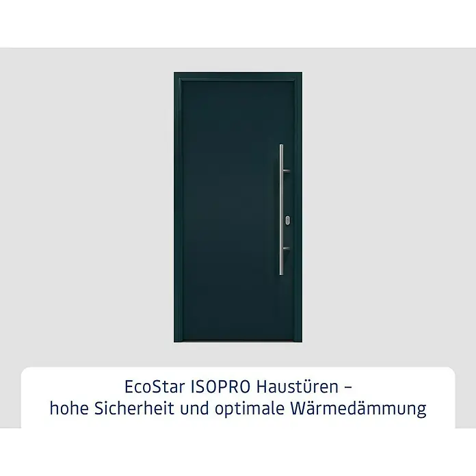 Hörmann EcoStar Haustür ISOPRO IP 010 - 110 x 210 cm, DIN Anschlag: Rechts, Anthrazitgrau - EcoStar ISOPRO Haustür in Dunkelblau mit senkrechtem Griff: Hohe Sicherheit und optimale Wärmedämmung für Ihr Zuhause.