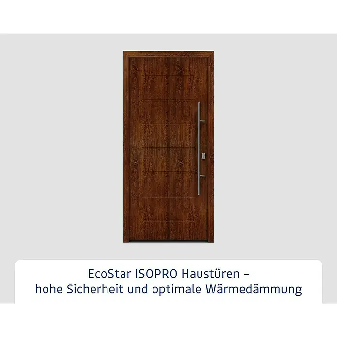 Hörmann EcoStar Haustür ISOPRO IP 015 - 110 x 210 cm, DIN Anschlag: Rechts, Dark Oak - EcoStar ISOPRO Haustür mit Holzdesign, inklusive Edelstahlgriff für hohe Sicherheit und optimale Wärmedämmung.