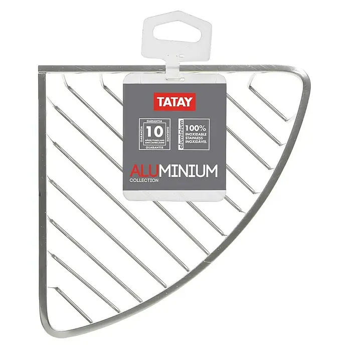 Tatay Aluminium Cesta de baño angular - L x An x Al: 20 x 20 x 11,5 cm, Plateado - Estante esquinero de aluminio con 10 años de garantía. Inoxidable e ideal para baño o cocina.