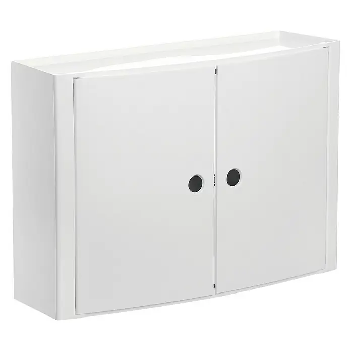 Tatay Armario alto de baño - 15,5 x 46 x 32 cm, Blanco - Armario de pared blanco con dos puertas y tiradores redondos, ideal para baños u otras habitaciones para almacenaje.