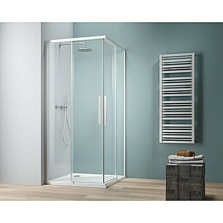 Camargue Eckdusche Tampere (L x B x H: 90 x 90 x 195 cm, Klarglas, Unbeschichtet, Weiß)