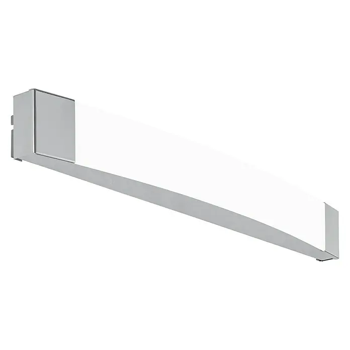 Eglo LED-Spiegelleuchte Siderno - 16 W, L x B x H: 6,5 x 58 x 6 cm, Weiß, Chrom, Neutralweiß - Wandleuchte mit einer modernen, gebogenen Form und silbernen Endstücken. Ideal für stilvolle Innenräume, die ein helles, indirektes Licht benötigen.