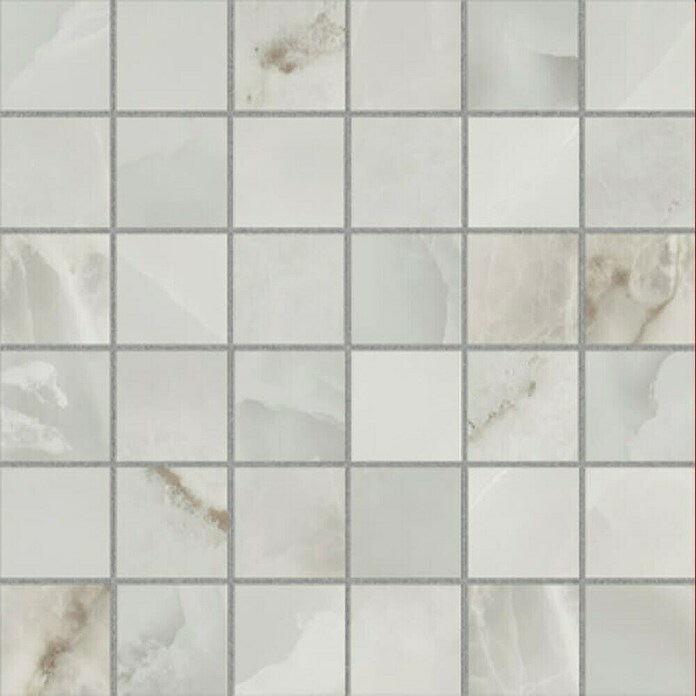 Azteca Mozaik pločica Onyx Lux Light Grey  (30 x 30 cm, Svijetlo siva, Svilenkasti sjaj) | BAUHAUS