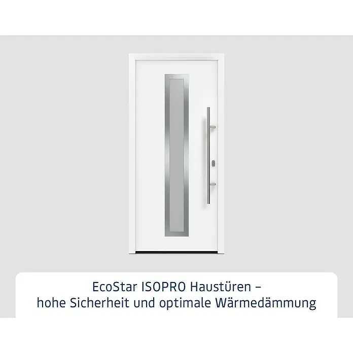 Hörmann EcoStar Haustür ISOPRO IP 700S - 110 x 210 cm, DIN Anschlag: Rechts, Verkehrsweiß - Abbildung einer weißen EcoStar ISOPRO Haustür mit hoher Sicherheit und optimaler Wärmedämmung.