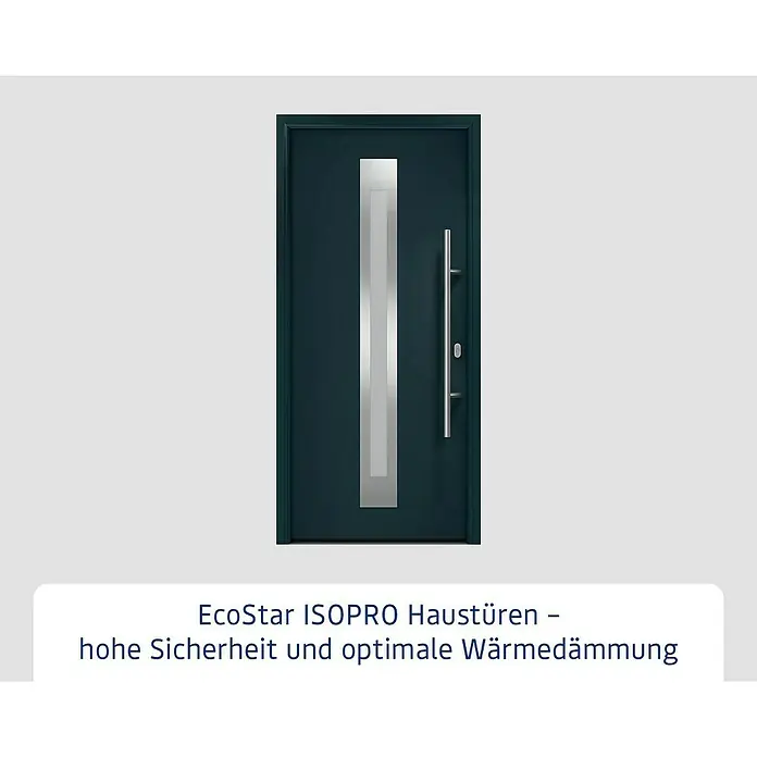 Hörmann EcoStar Haustür ISOPRO IP 770S - 110 x 210 cm, DIN Anschlag: Rechts, Anthrazitgrau - Elegante Haustür mit Glaseinsatz und modernem Griff. Hohe Sicherheit und optimale Wärmedämmung für Ihr Zuhause.