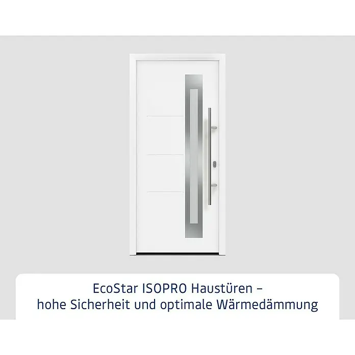 Hörmann EcoStar Haustür ISOPRO IP 780S - 110 x 210 cm, DIN Anschlag: Rechts, Verkehrsweiß - Weiße EcoStar ISOPRO Haustür mit geradlinigem Design und senkrechtem Griff für hohe Sicherheit und optimale Wärmedämmung.