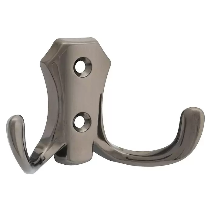Walteco Garderobenhaken Romana II - L x B x H: 77 x 47 x 30 mm, Anzahl Haken: 2 Stk., Vernickelt Schwarz - Doppelter Garderobenhaken aus Metall mit zwei Schraubenlöchern.