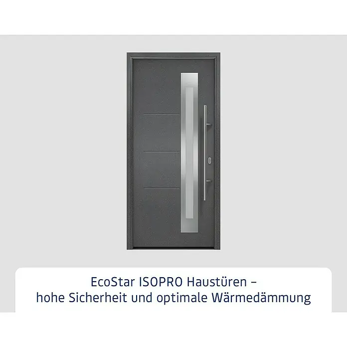 Hörmann EcoStar Haustür ISOPRO IP 780S - 110 x 210 cm, DIN Anschlag: Rechts, CH 703 Anthrazit Metallic - EcoStar ISOPRO Haustür: Sicherheit und optimale Wärmedämmung für Ihr Zuhause.