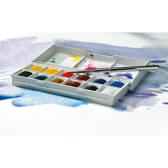 Winsor & Newton Cotman Aquarellfarben-Set Sketcher´s Pocket Box - Topf - Aquarellfarbkasten mit verschiedenen Farben und einem Pinsel, ideal für Künstler und Hobby-Maler, um kreative Kunstwerke zu schaffen.