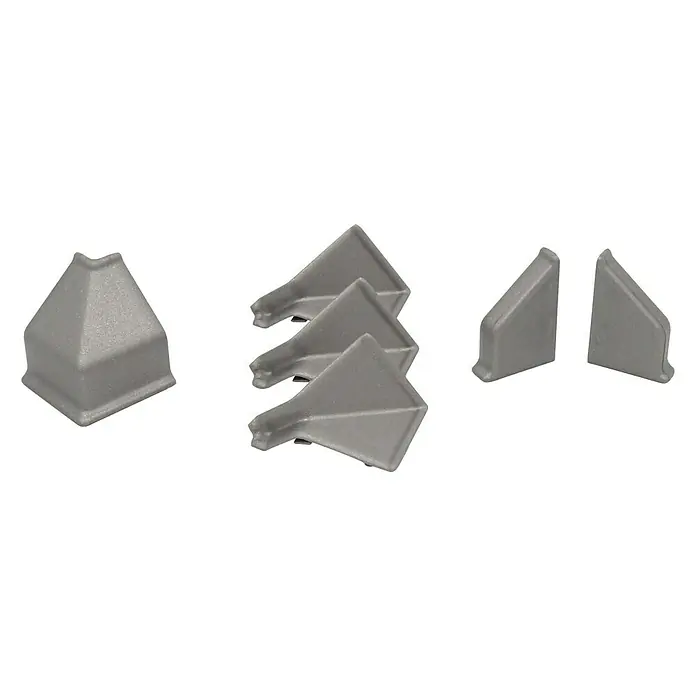 CUCINE Zubehör-Set - Silber, 6 -tlg. - Verschiedene graue Eckstücke für Zäune und Pfosten, ideal für den Garten- und Landschaftsbau. Sie bieten Schutz und ein ästhetisches Aussehen.