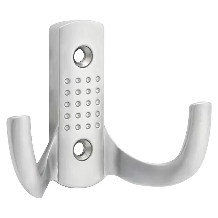 Walteco Garderobenhaken Camel II - L x B x H: 78 x 58 x 27 mm, Anzahl Haken: 2 Stk., Verchromt matt - Silberfarbener Metall-Doppelhaken mit rechteckiger Basis, zwei Haken und Schraublöchern.