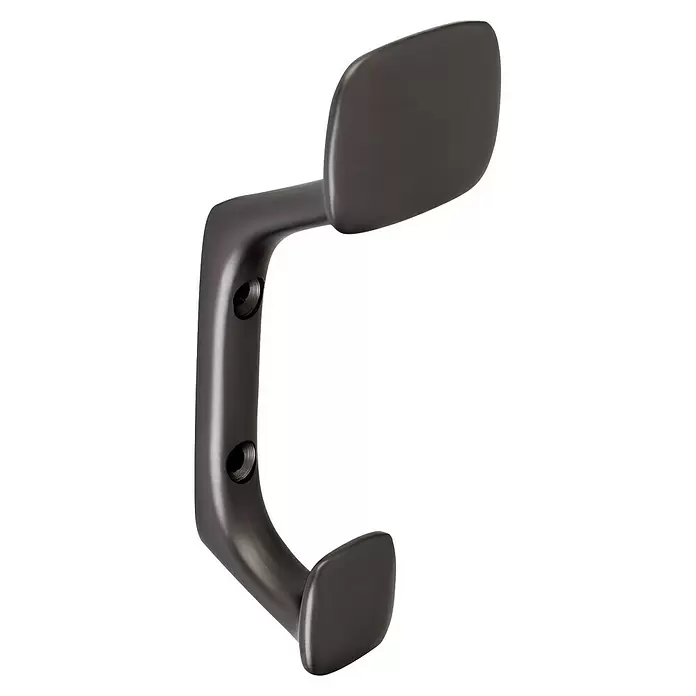 Walteco Garderobenhaken Montorio - L x B x H: 110 x 45 x 40 mm, Anzahl Haken: 2 Stk., Anthrazit - Dunkelgrauer, C-förmiger Griff mit zwei sichtbaren Befestigungsschrauben.