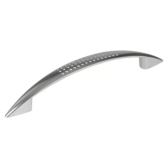 Walteco Möbelgriff Jamo - Lochabstand: 128 mm, Sonstige, Verchromt matt - Silberfarbener, gewölbter Schrankgriff mit strukturierter, gepunkteter Grifffläche.