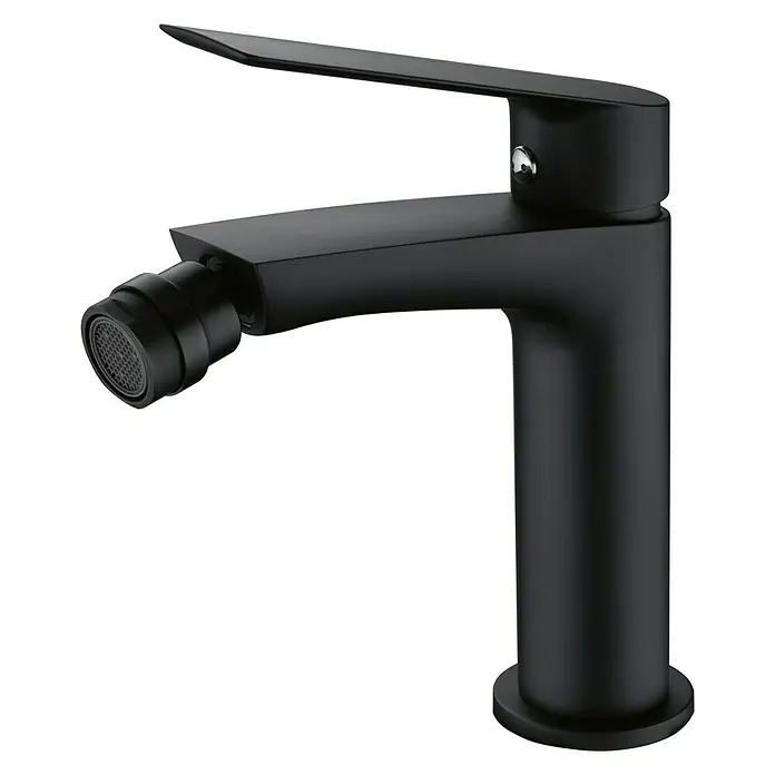 Imex Luxor Grifo monomando de bidé - Nero - Grifo negro con caño giratorio, que ofrece un diseño moderno y una dirección del agua versátil para diversas aplicaciones.