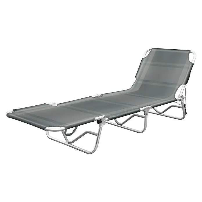 Sonnenliege - Anthrazit/Grau - Graue Sonnenliege mit Stahlgestell, ideal zum Entspannen im Garten oder am Pool. Verstellbare Rückenlehne für optimalen Komfort.