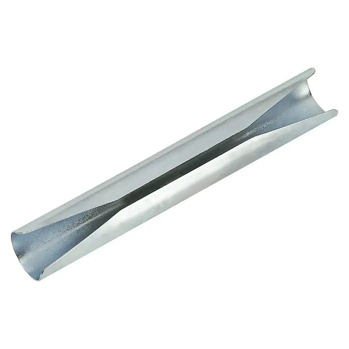 Expo Ambiente Rohrverbinder - Nickel, Geeignet für: Gardinenstangen Ø 20 mm - Metallrohrspanner, ein Werkzeug mit einer Aussparung in der Mitte, glänzende Oberfläche, ideal für Montagearbeiten.