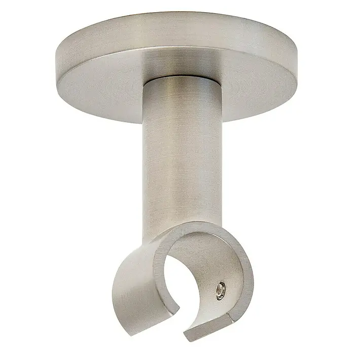Expo Ambiente Deckenträger Klassik - Edelstahloptik, Geeignet für: Gardinenstangen Ø 16 mm - Wandhalterung für Gardinenstange aus gebürstetem Nickel, ideal für moderne Wohnräume. Stabile Ausführung für eine sichere Befestigung.