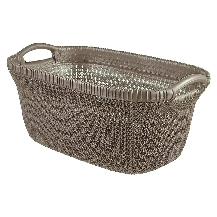 Curver Knit Cesta para la ropa - 40 l, Marrón, Rectangular, Plástico - Cesto de malla metálica plateada con asas, ideal para la ropa o para guardar diversos objetos. Ofrece mucho espacio.