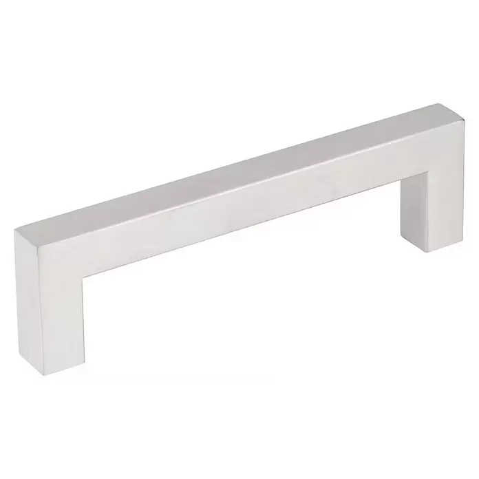 Walteco Möbelgriff Tina - Lochabstand: 128 mm, Stahl rostfrei, Edelstahl-Optik - Modernes rechteckiges Griff aus gebürstetem Silber für Schubladen oder Türen.