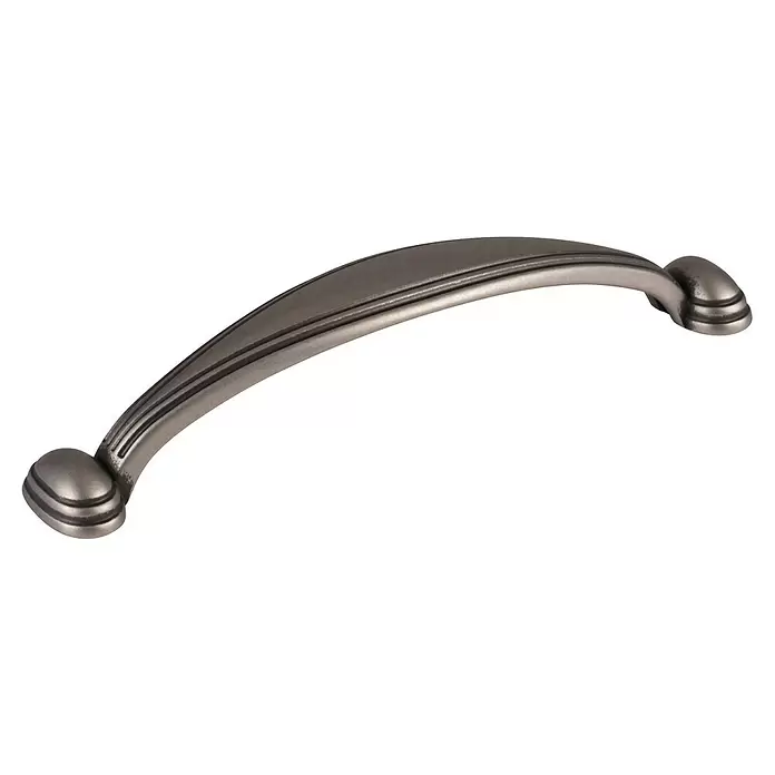 Walteco Möbelgriff Trigo - Lochabstand: 96 mm, Sonstige, Nickel-Patina - Dunkler, metallischer, gebogener Möbelgriff mit gerippten Details.