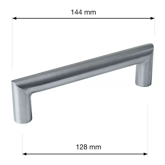 Walteco Möbelgriff Vazia - Lochabstand: 128 mm, Stahl rostfrei, Edelstahl-Optik - Gebürsteter Möbelgriff in Edelstahl-Optik, gerades Stabdesign, 144 mm Gesamtlänge, 128 mm Lochabstand.